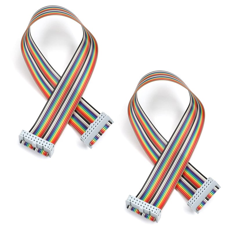 Fielect 2pcs IDC Rainbow Wire Flat Ribbon Cable 20 Pin 30cm Length 2.54mm Pitch - Image 4